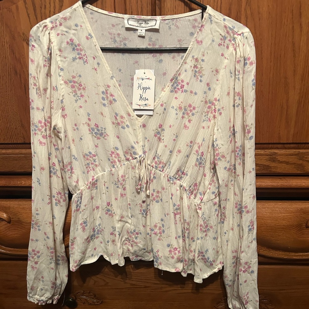 Women's Floral Cream Top